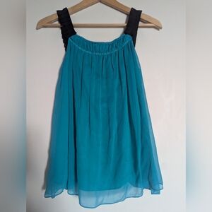 Diane von Furstenberg Teal Sleeveless Chiffon Tank